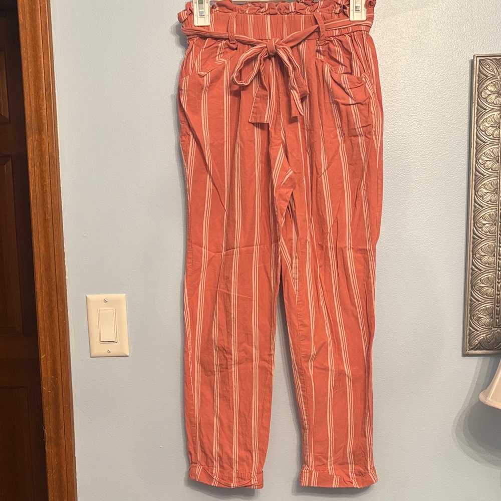 Thread & Supply Coral Striped Cropped Pants